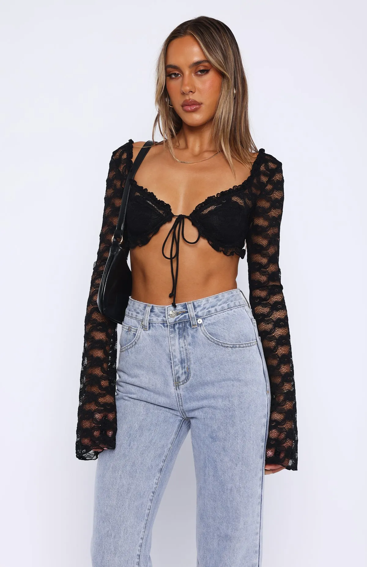 Hot For Me Long Sleeve Crop Black