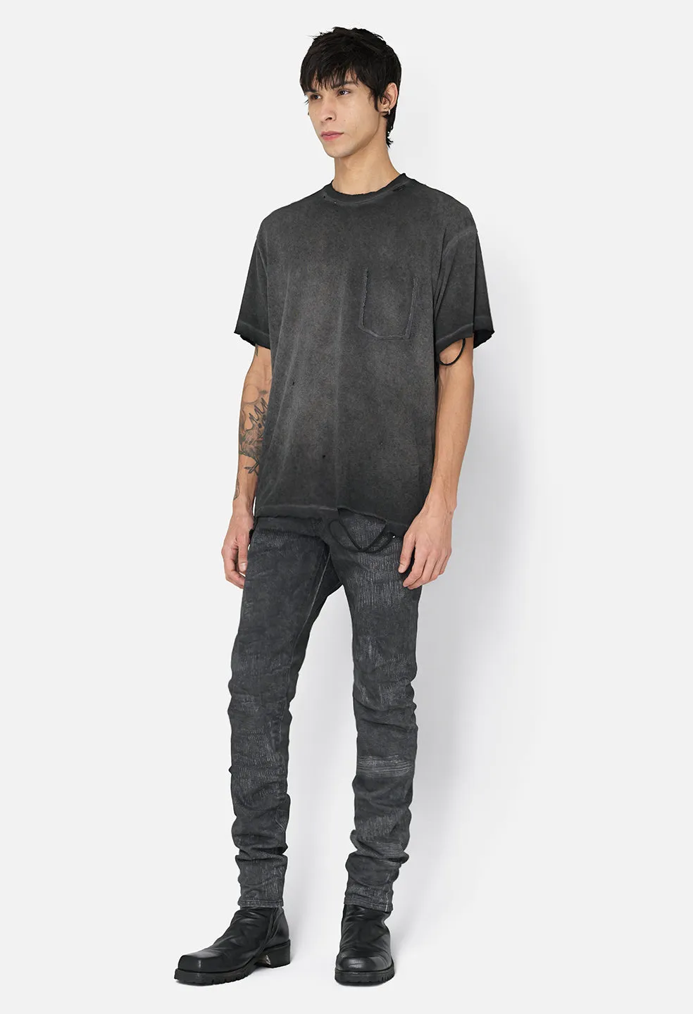 JE X Mastermind Folsom Pocket Tee / Oil Wash Black