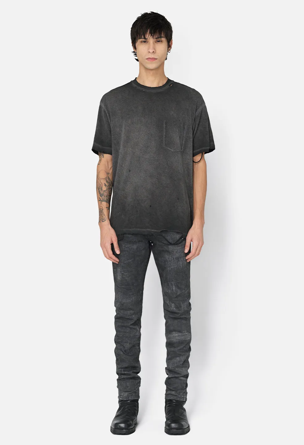 JE X Mastermind Folsom Pocket Tee / Oil Wash Black