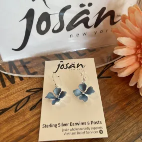 Josan SSW Blue Flower Crystal Center Earrings