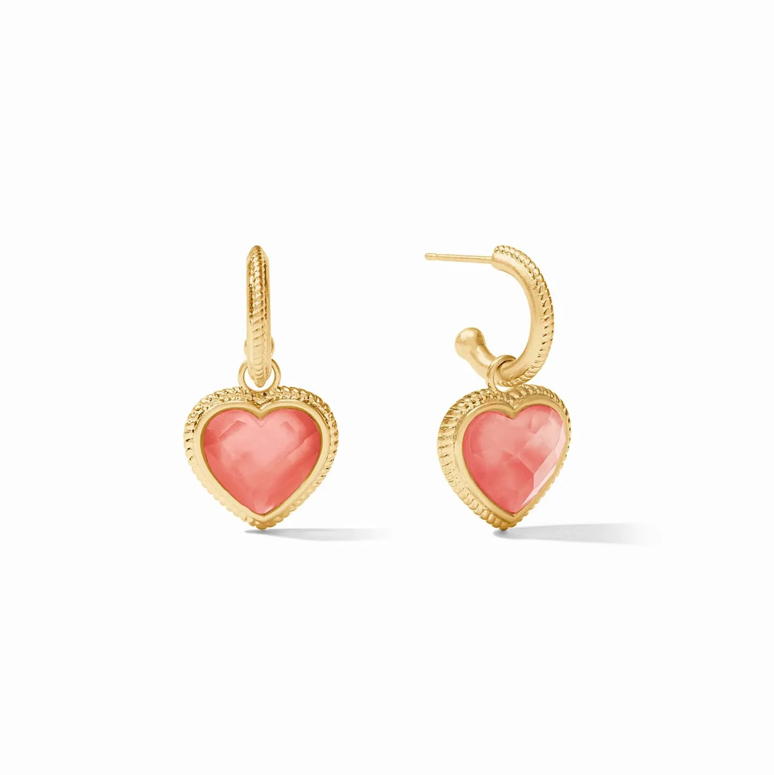 Julie Vos Heart Hoop & Charm Earring, Blush Pink