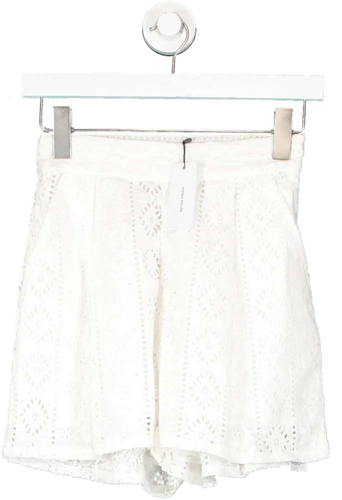 Karen Millen White Cotton Broderie Woven Short UK 6