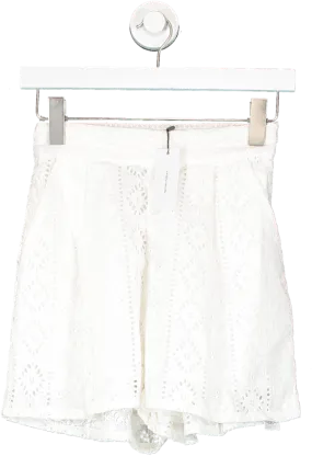 Karen Millen White Cotton Broderie Woven Short UK 6