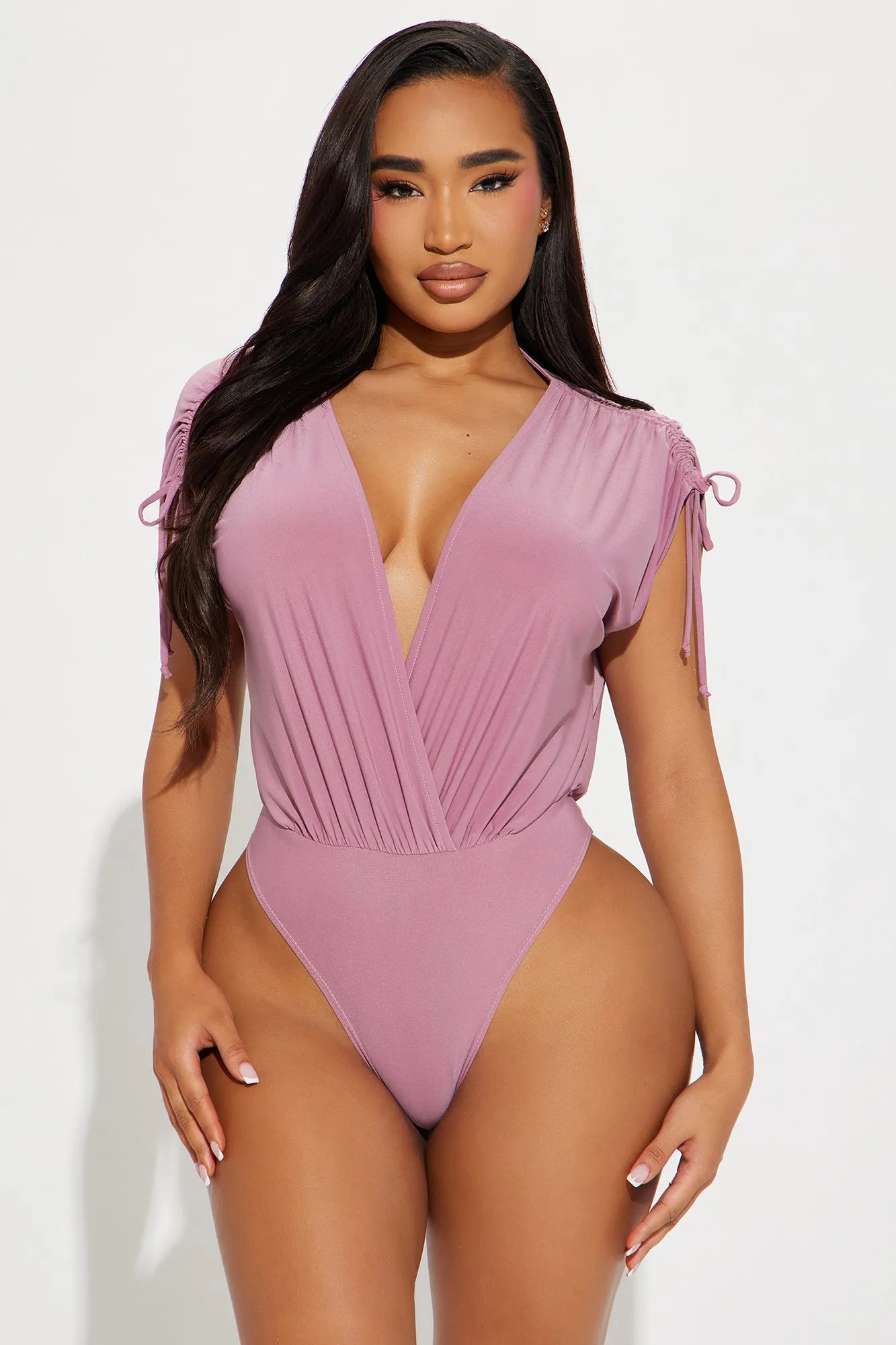 Kathryn Deep V-Neck Bodysuit - Mauve