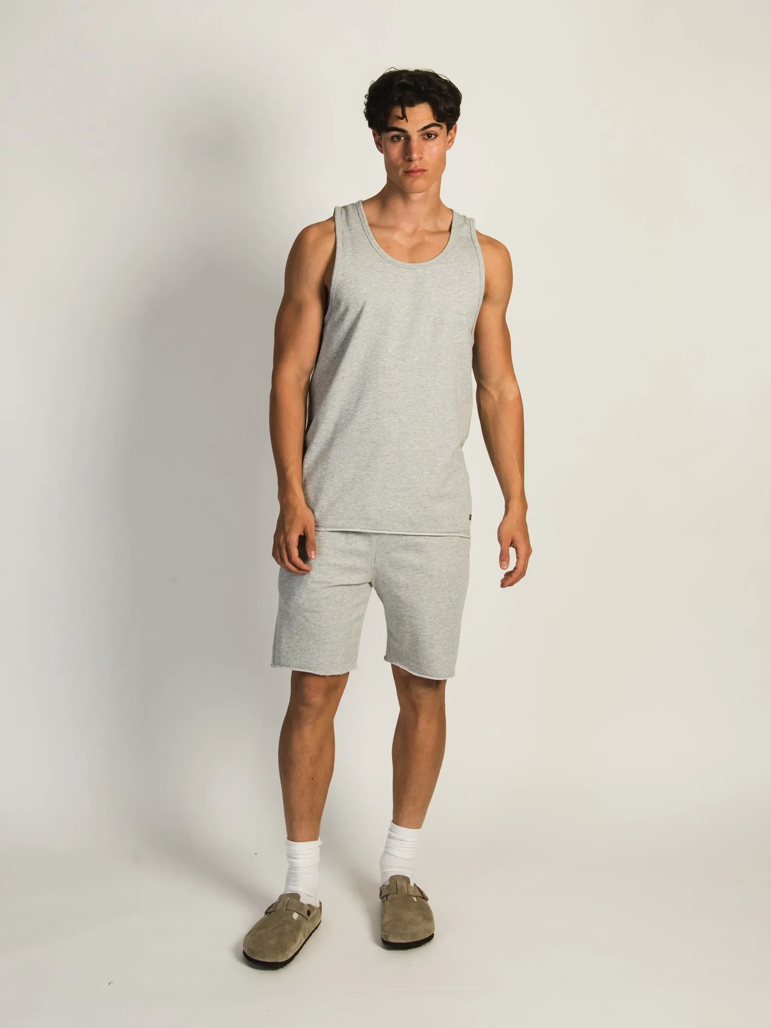 KOLBY GARMENT DYE FR TERRY MELANGE JOG SHORT - GREY MELANGE