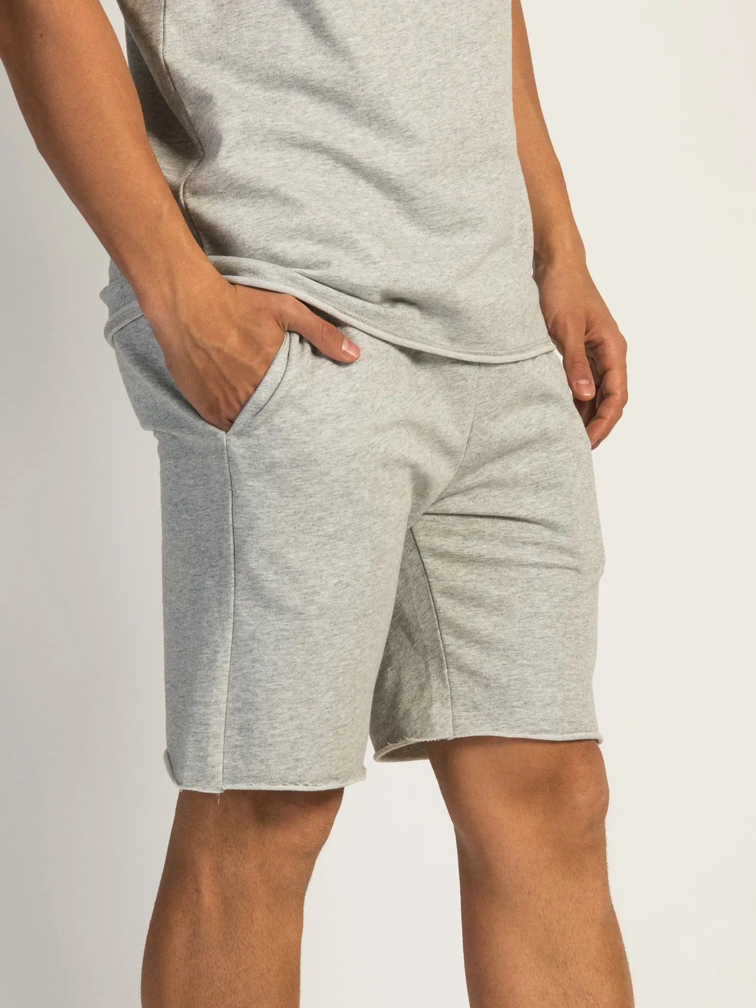 KOLBY GARMENT DYE FR TERRY MELANGE JOG SHORT - GREY MELANGE