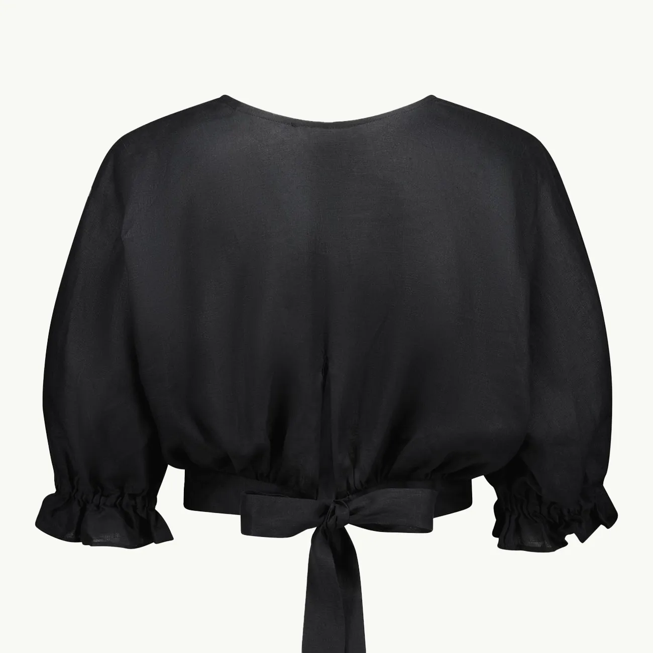 KRISSY CROP BLACK LINEN