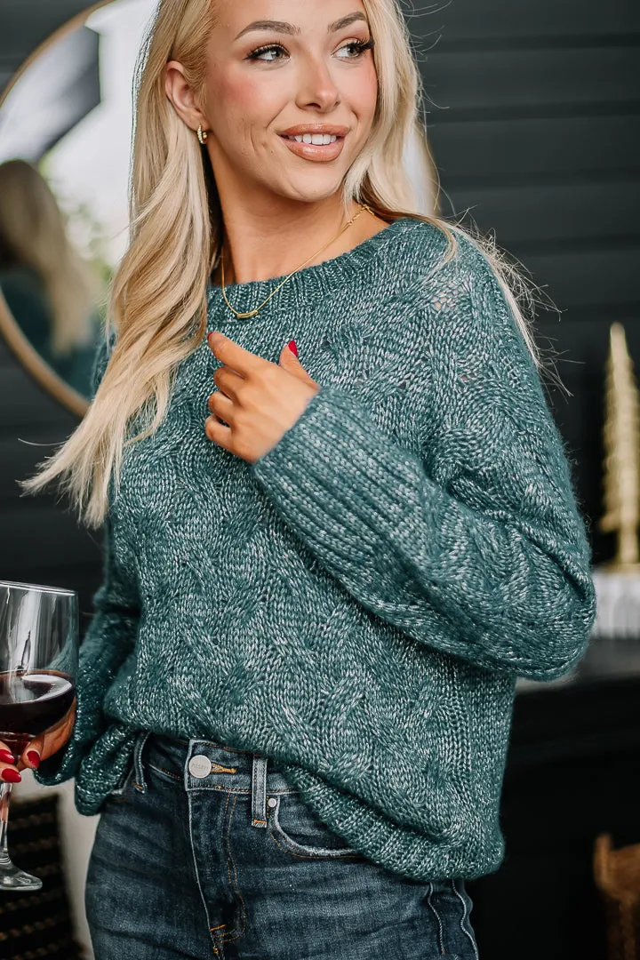 Ladies Night Shimmer Detailed Sweater | Deep Teal