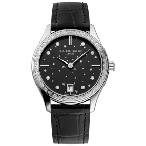 Ladies Slimline Moon & Stars Watch with Black Dial