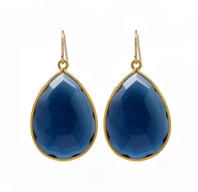 Large Gemstone Gold Drop Earrings