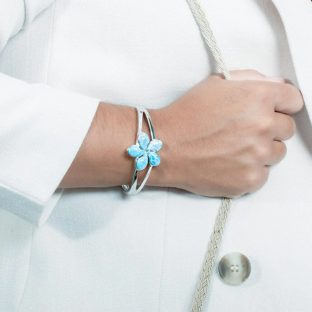 Larimar Plumeria Split Bangle