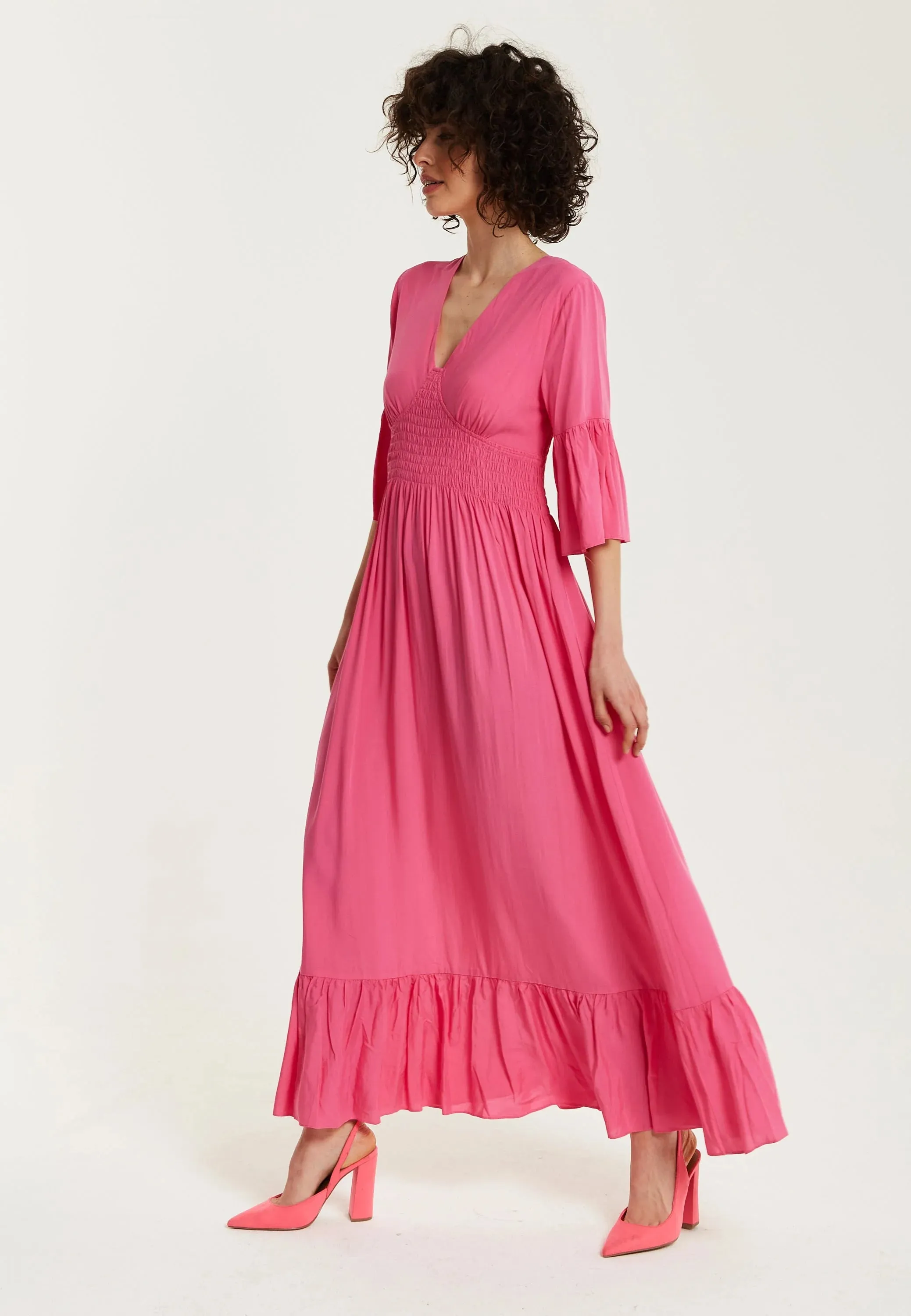 Liquorish Maxi Dress With Frill Sleeves