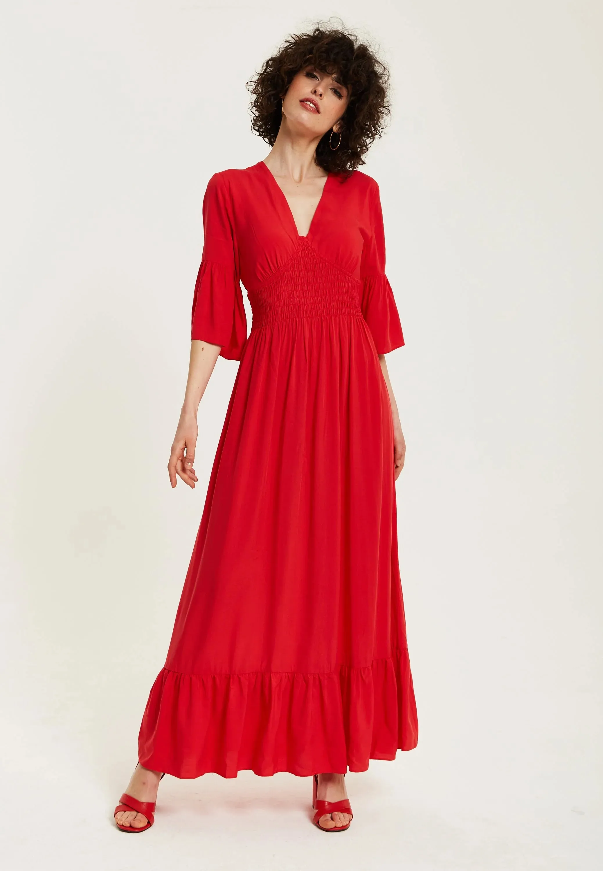 Liquorish Maxi Dress With Frill Sleeves