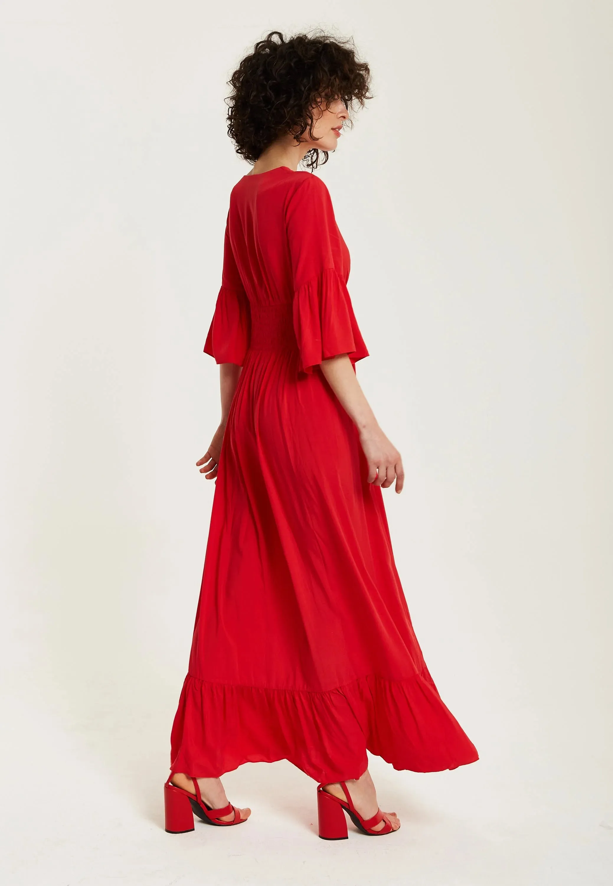 Liquorish Maxi Dress With Frill Sleeves