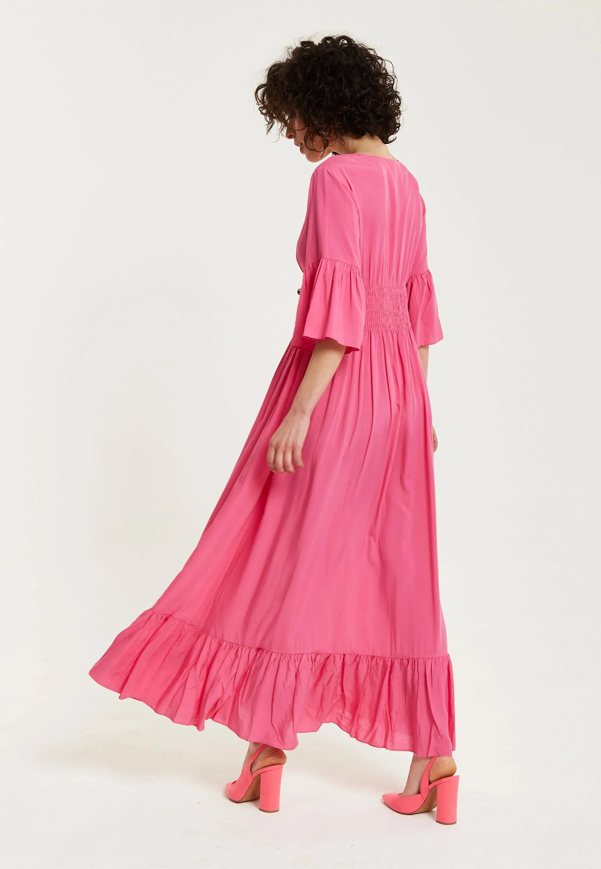 Liquorish Maxi Dress With Frill Sleeves