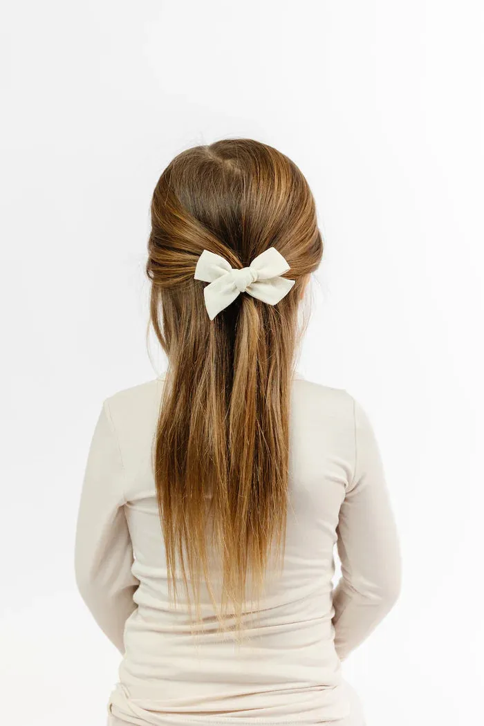 Lou Lou & Co. - Linen Bow - Ivory Clip