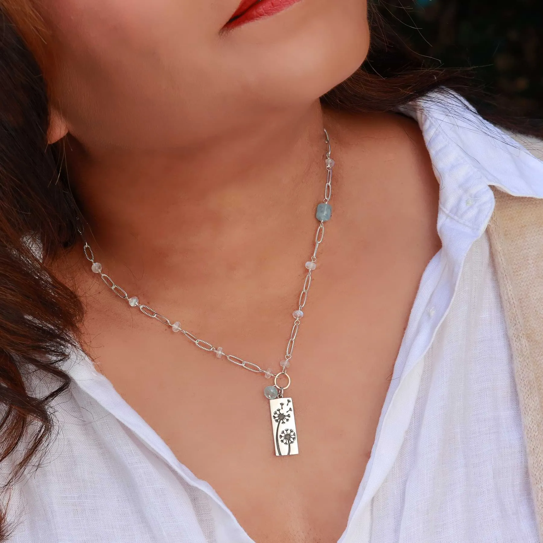 Majestic Dandelions - Sterling Silver Dandelion Necklace