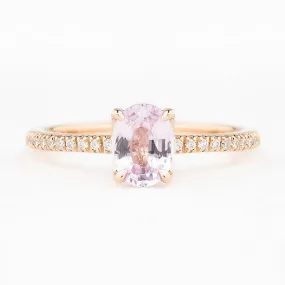 Maria Ring 1.23ct Light Pink Oval Madagascar Sapphire, 14K Rose Gold (One of a kind)