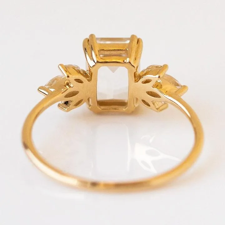 Marquise Flower Emerald Cut Engagement Ring