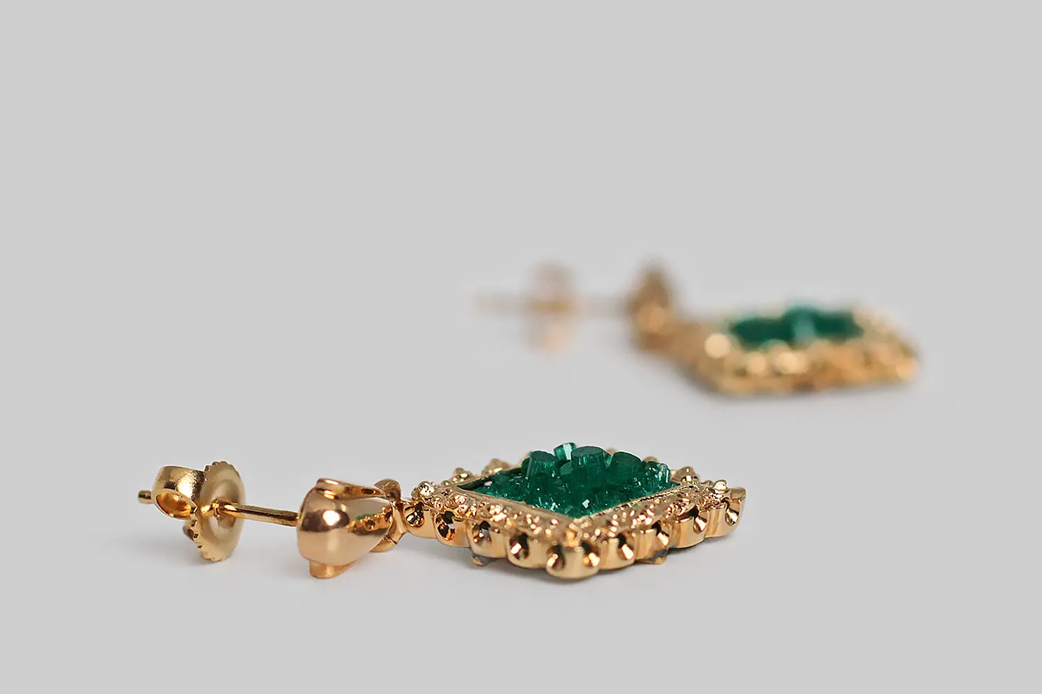 Mid Century Chatham Emerald Crystal Earrings