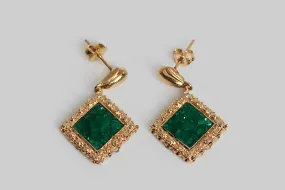 Mid Century Chatham Emerald Crystal Earrings