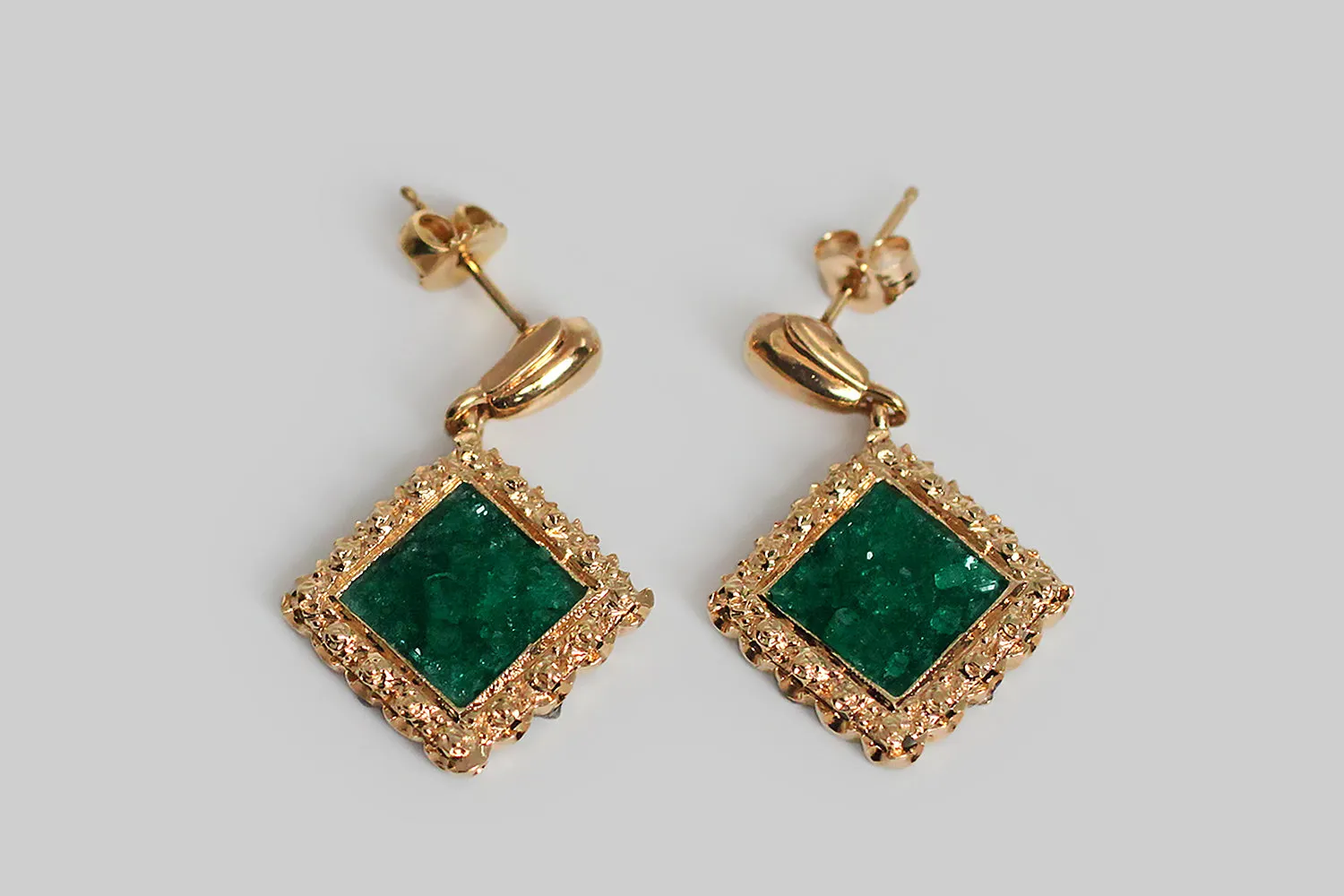 Mid Century Chatham Emerald Crystal Earrings