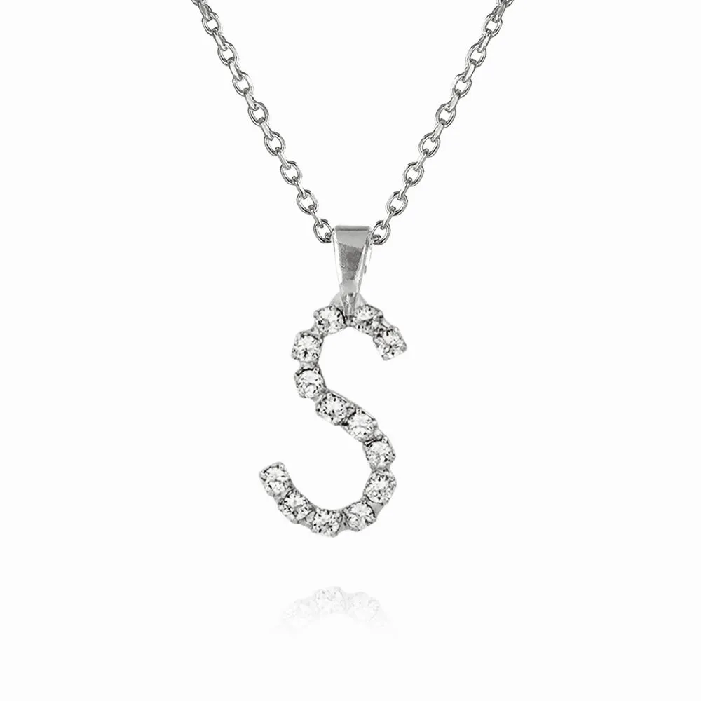 Mini Letter Necklace S / Crystal