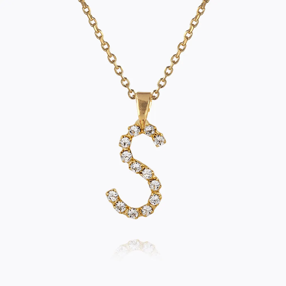 Mini Letter Necklace S / Crystal