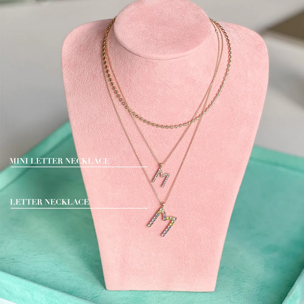 Mini Letter Necklace X / Crystal