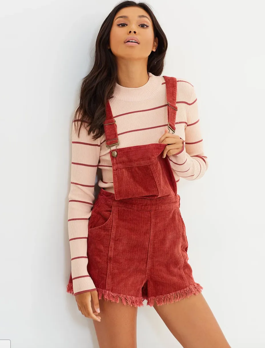 MINKPINK Empire Cord Mini Overalls