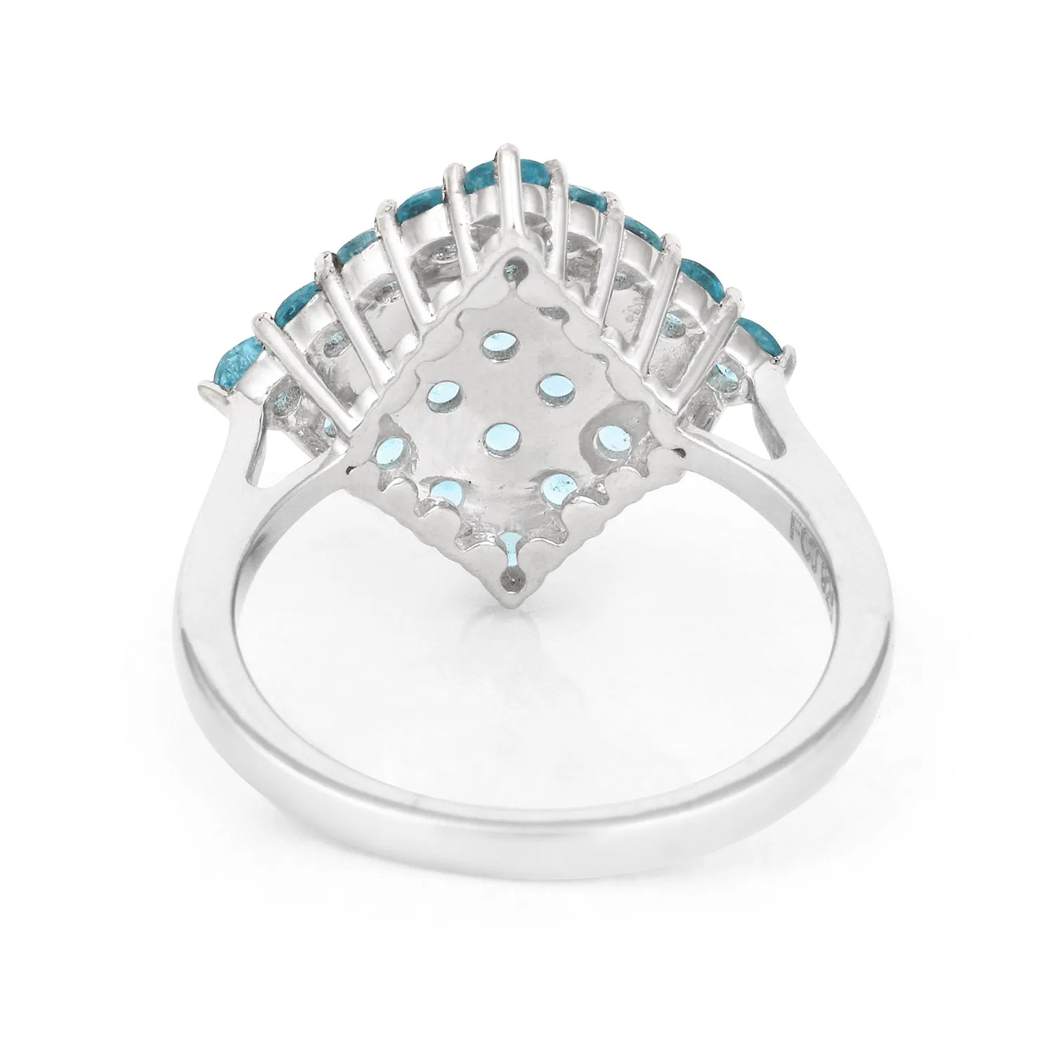 Natural Blue Paraiba Apatite Cluster Ring