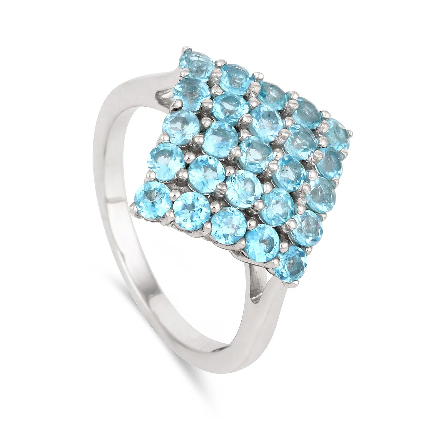 Natural Blue Paraiba Apatite Cluster Ring