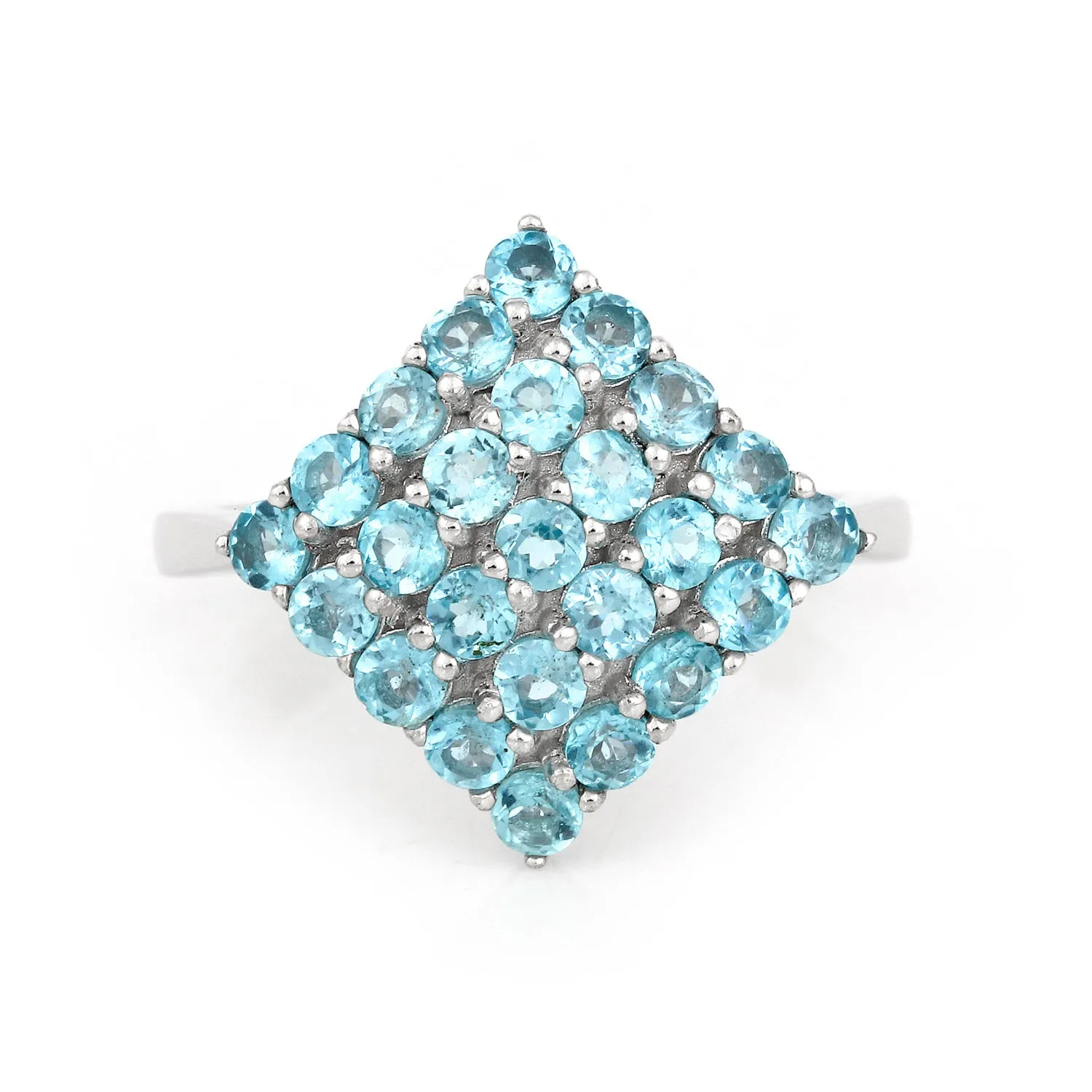 Natural Blue Paraiba Apatite Cluster Ring