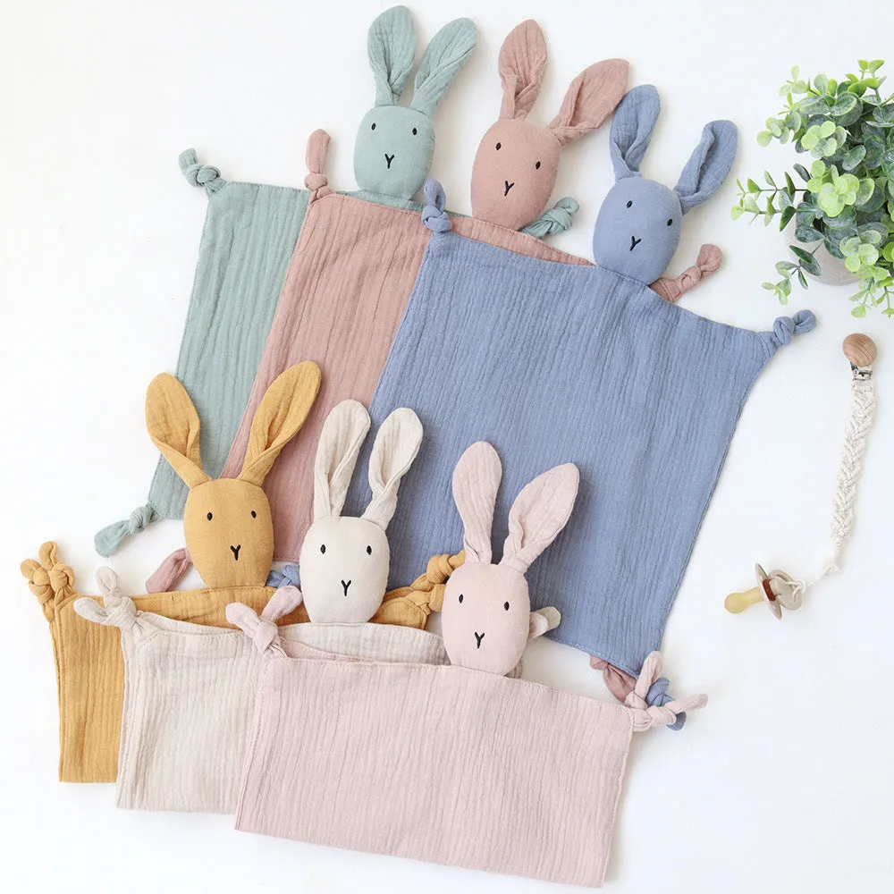 Newborn Baby Gauze Comforting Towel Baby Sleeping Doll Cotton Cute Rabbit Comforting Blanket