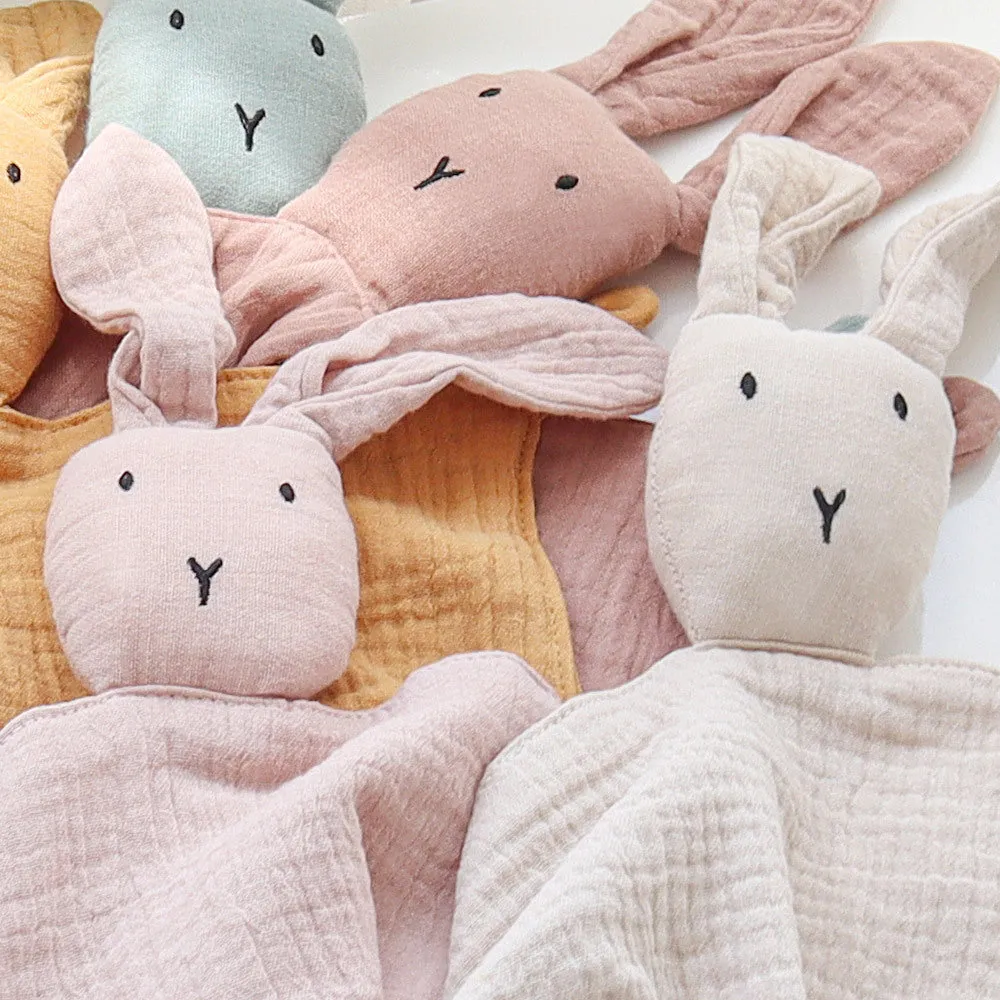 Newborn Baby Gauze Comforting Towel Baby Sleeping Doll Cotton Cute Rabbit Comforting Blanket