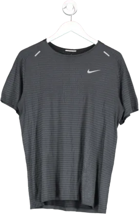 Nike Grey Tech Knit Dri Fit Short Sleeve Running Top UK L