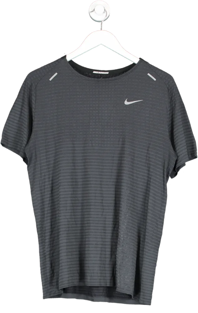 Nike Grey Tech Knit Dri Fit Short Sleeve Running Top UK L