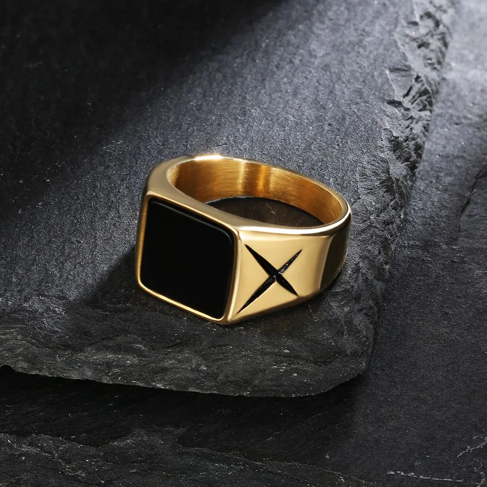 Onyx Mens Ring in 18K Gold/White Gold