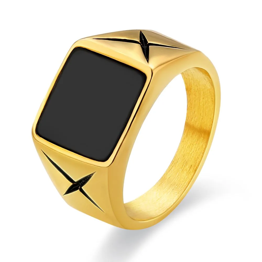 Onyx Mens Ring in 18K Gold/White Gold