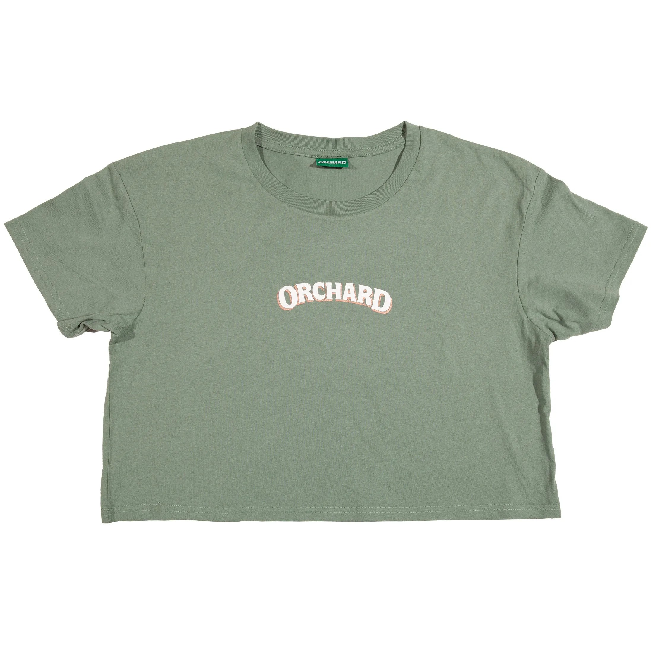 Orchard Text Shadow Crop Tee Sage/Cream/Gold