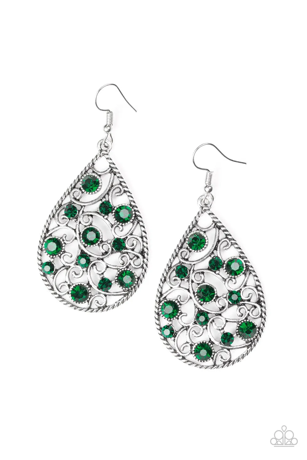 Paparazzi Certainly Courtier Green Earrings