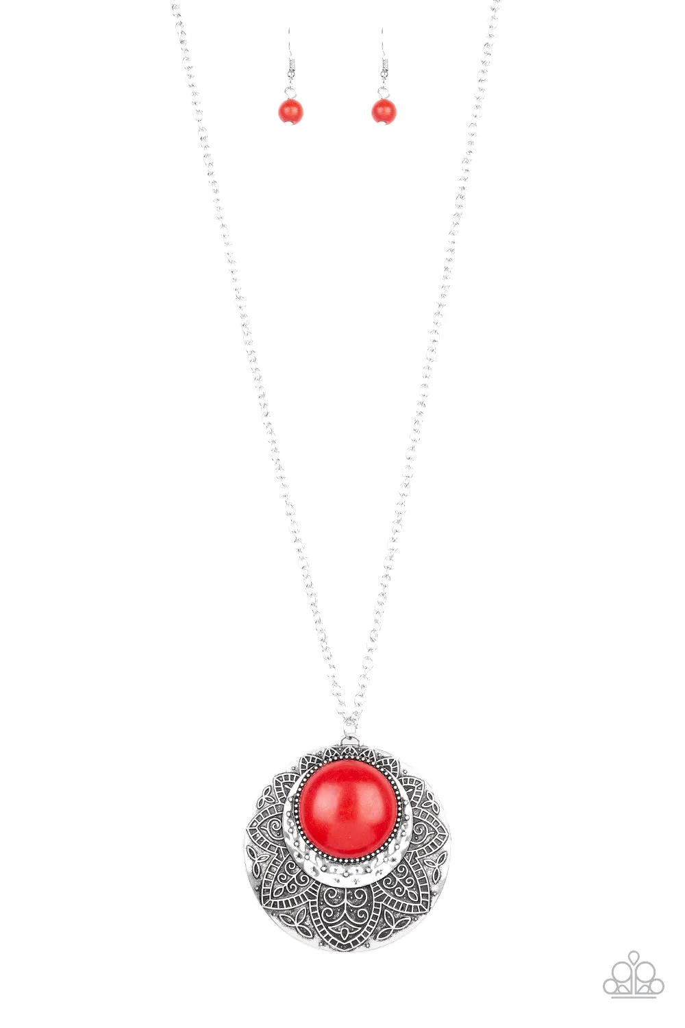 Paparazzi Necklace ~ Medallion Meadow - Red