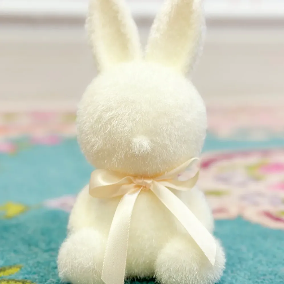 Pastel Flocked Sitting Bunny - Mini