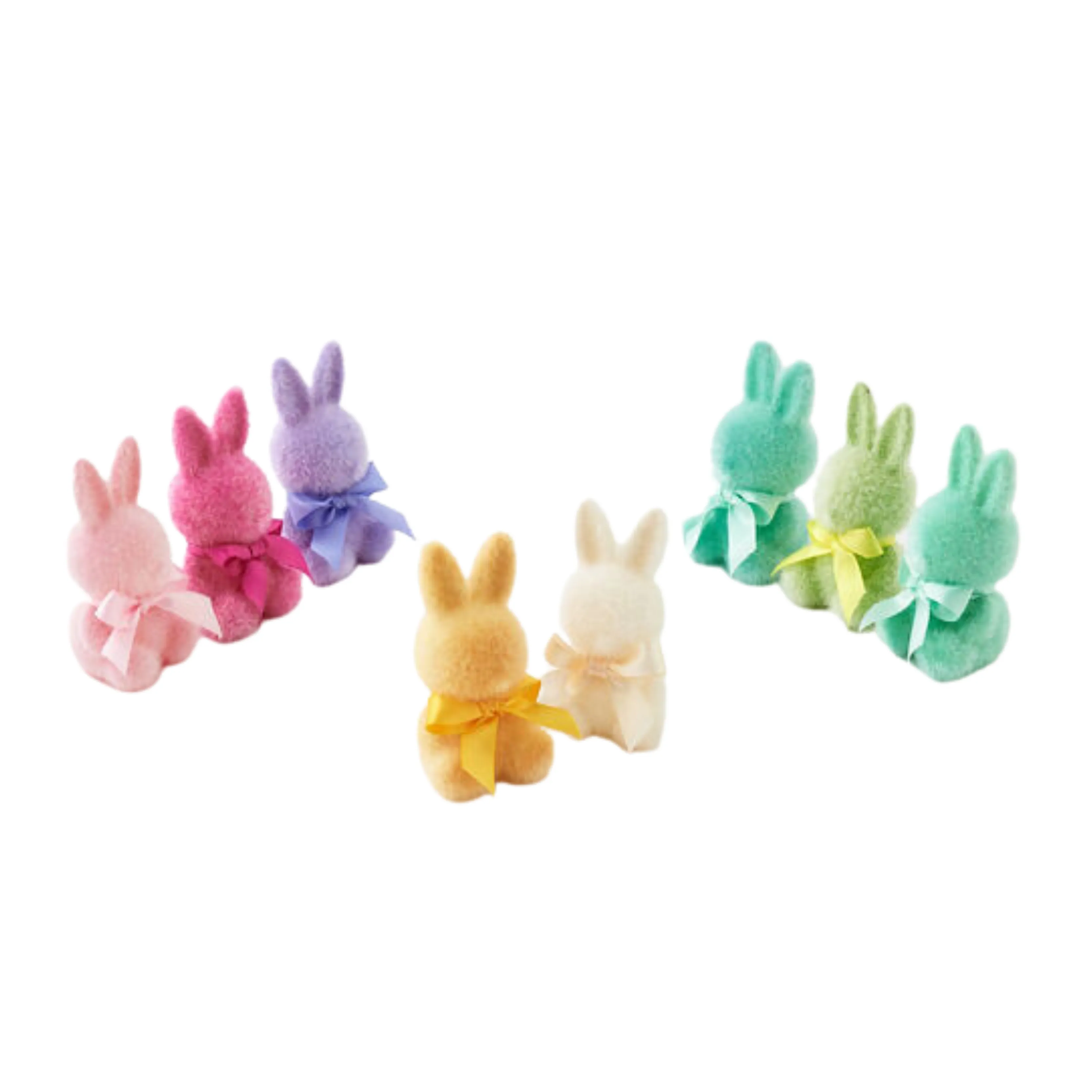 Pastel Flocked Sitting Bunny - Mini