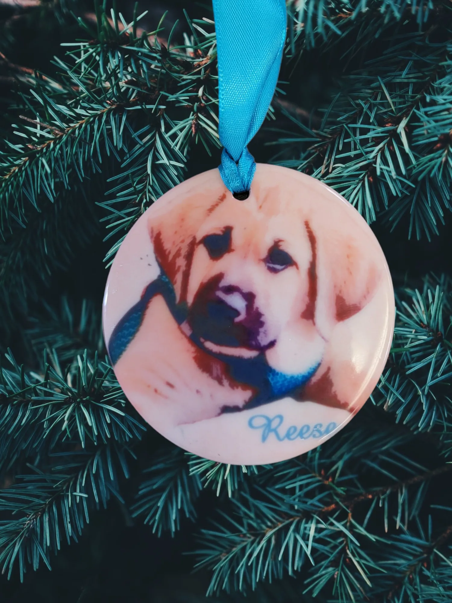 Personalized Watercolor Dog Pet Puppy Ceramic Ornament