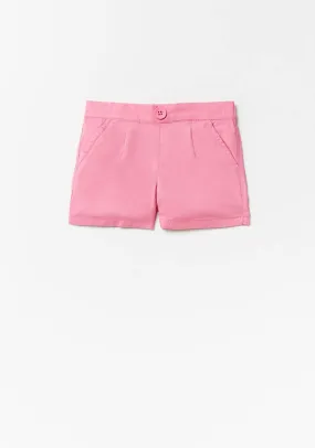 Pink Plain Twill Shorts - Pink