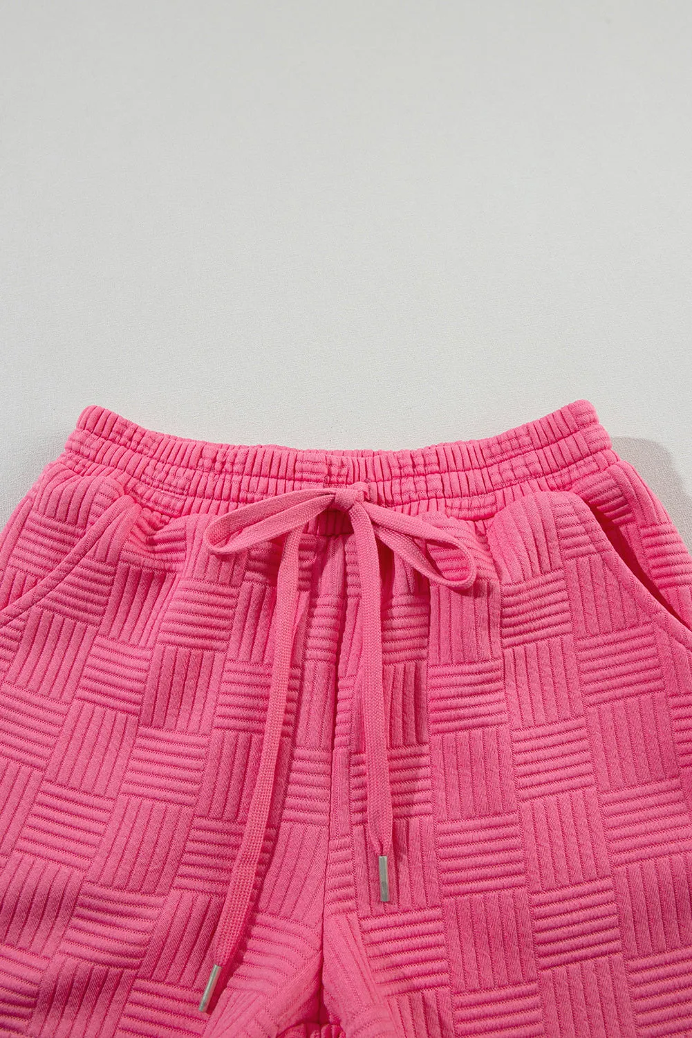 Pink Textured Ruffled Sleeve Tee and Drawstring Shorts Set (Takes 2 Weeks Delivery)