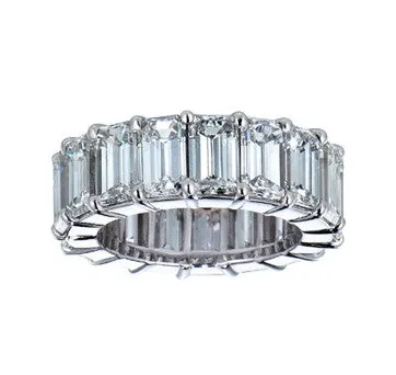 Platinum Emerald Cut Eternity Diamond Band