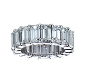 Platinum Emerald Cut Eternity Diamond Band