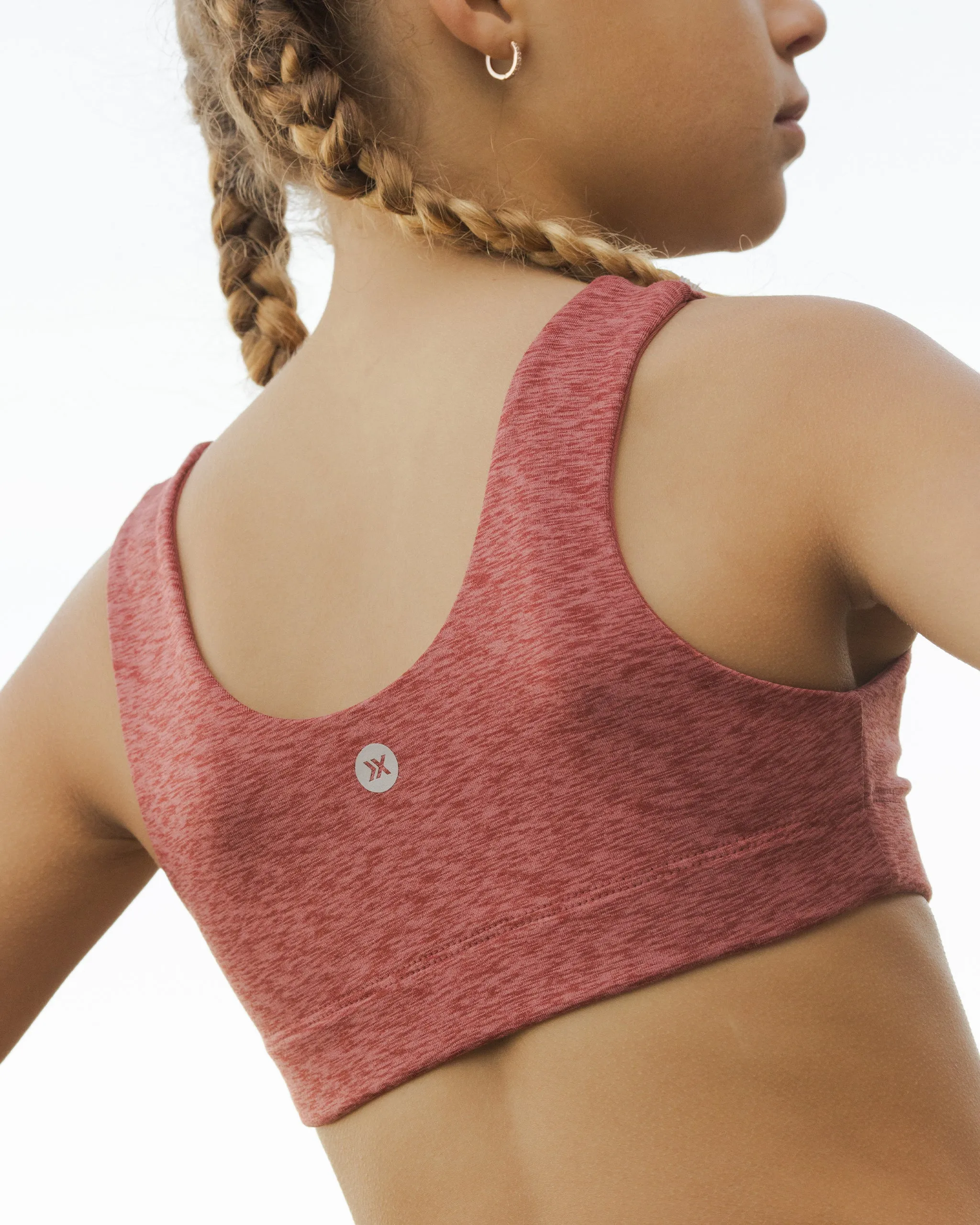 Play by Rylee & Cru Swift Sports Bra - Heathered Strawberry